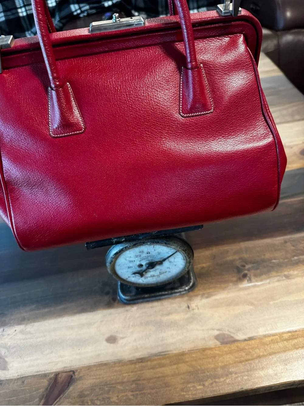 Prada Red Leather Top-Handle Satchel with OG Authenticity Card